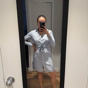 Scotch & Soda Long Sleeve Tie Front Shirt Dress